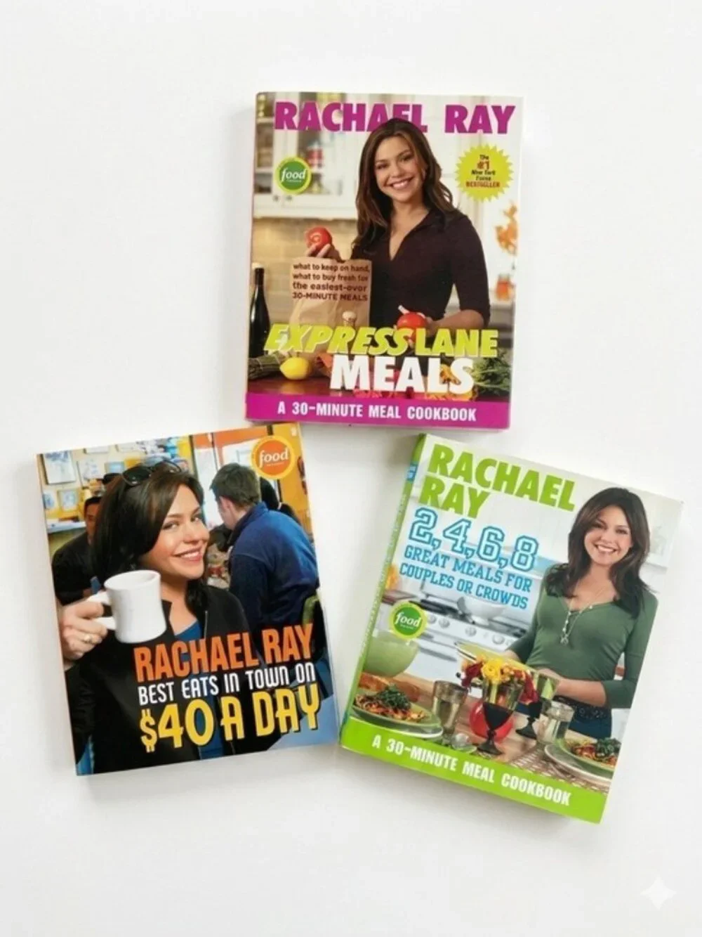 Rachael Ray Cookbook Set of 3 Best Eats Express Lane Meals 2 4 6 8 Softcover NEW